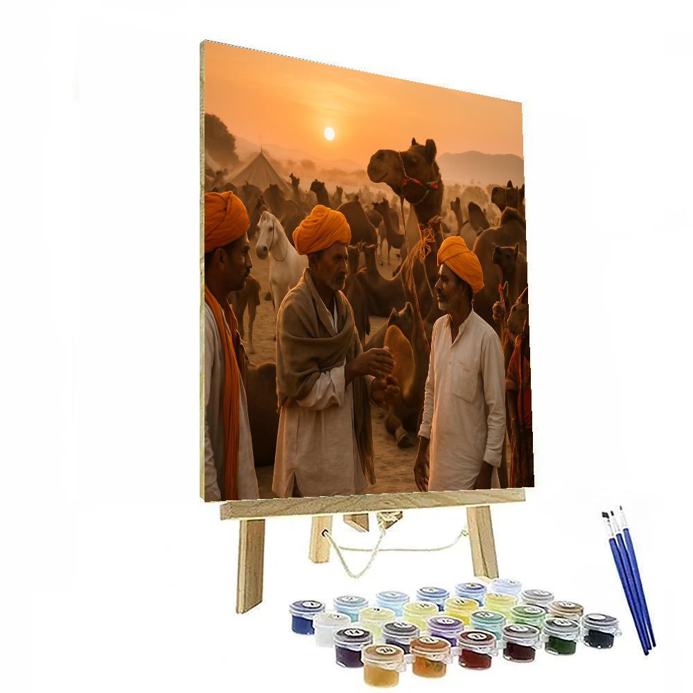 Pushkar Camel Fair Sunset Gathering Numbered painting kits