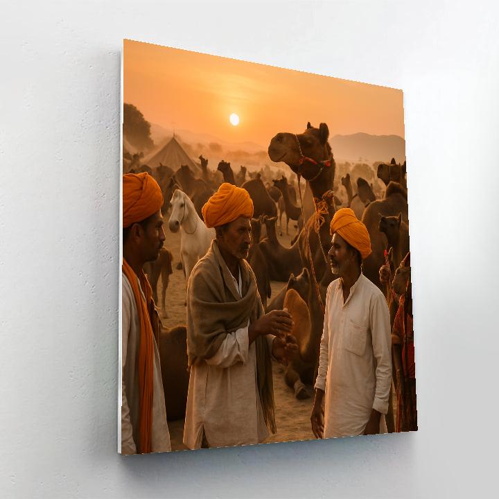 Pushkar Camel Fair Sunset Gathering Numbered painting kits