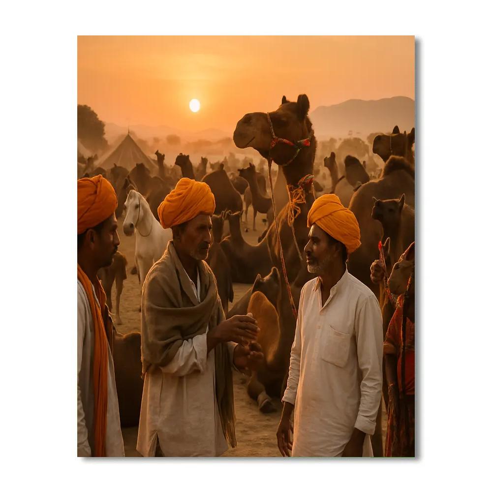 Pushkar Camel Fair Sunset Gathering Numbered painting kits