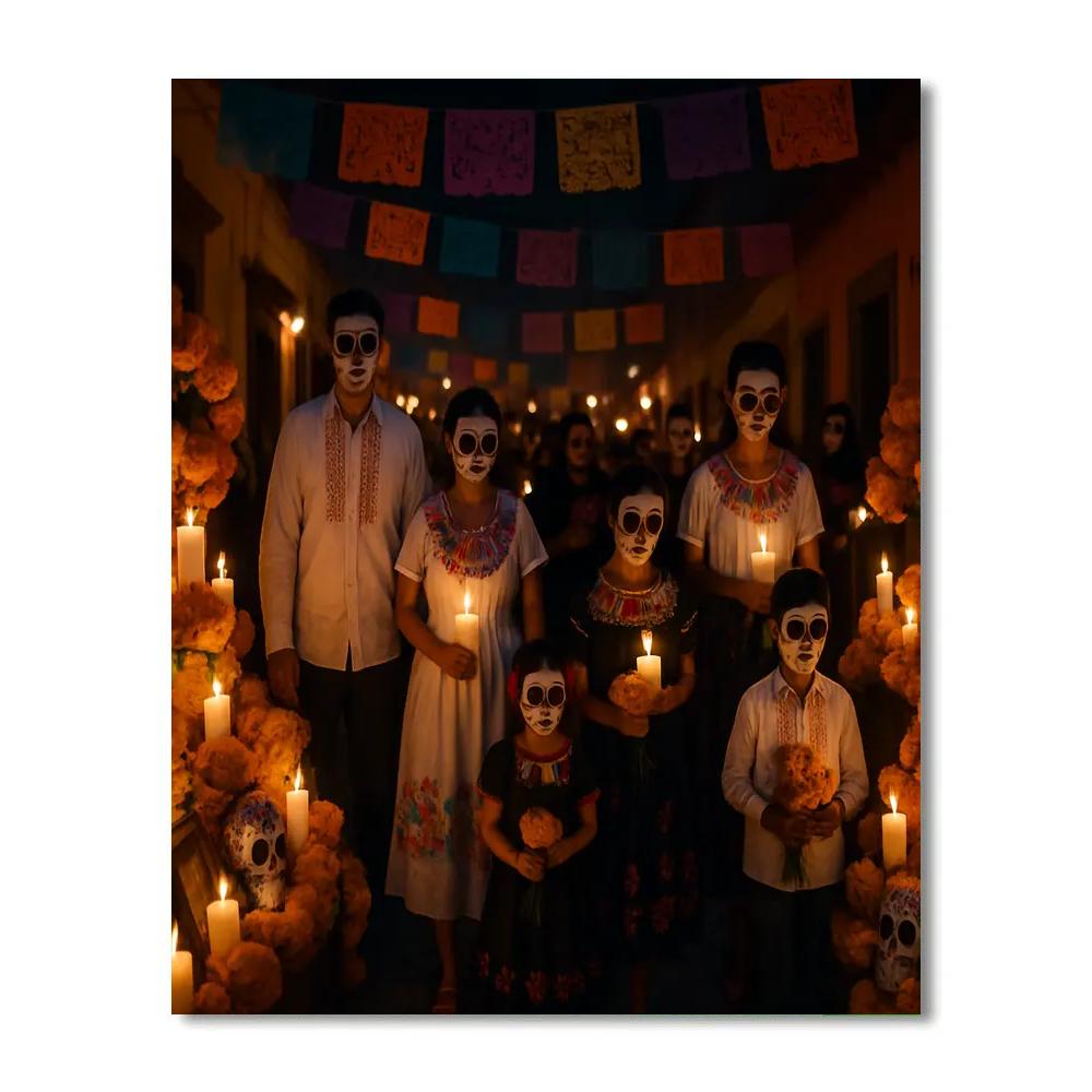 Day Of The Dead Procession At Night painting number kit