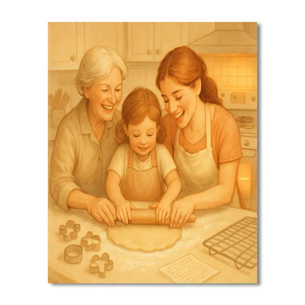 Learning To Bake With Grandma And Mom DIY paint by numbers
