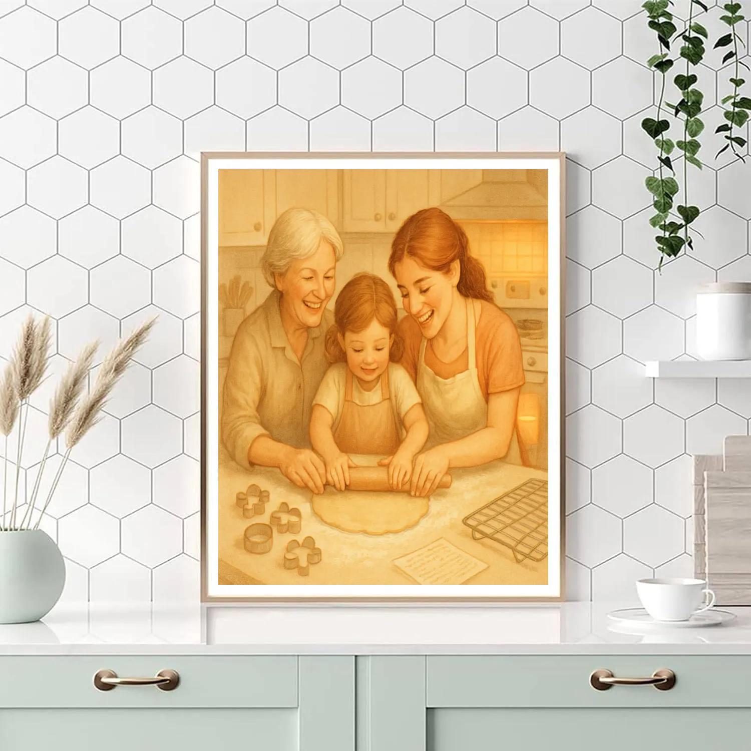 Learning To Bake With Grandma And Mom DIY paint by numbers