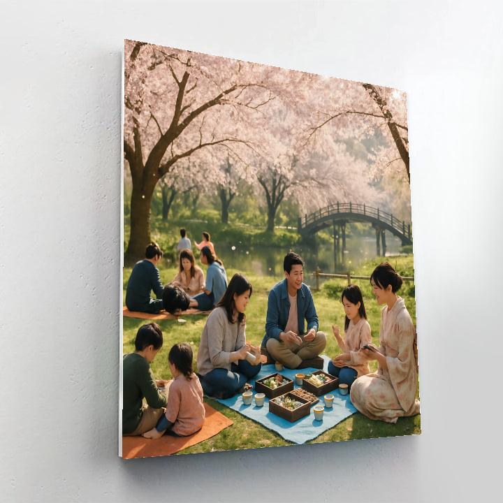 Cherry Blossom Festival Hanami Picnic paint by color