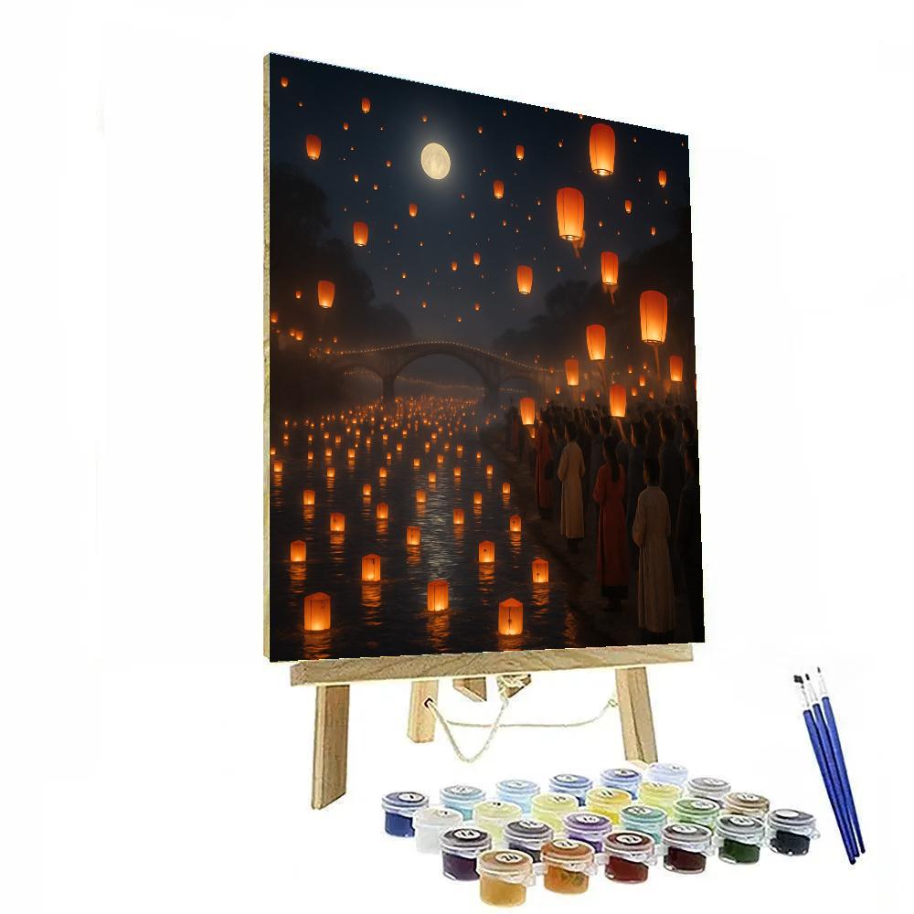 Chinese Lantern Festival Riverside Night paint by number