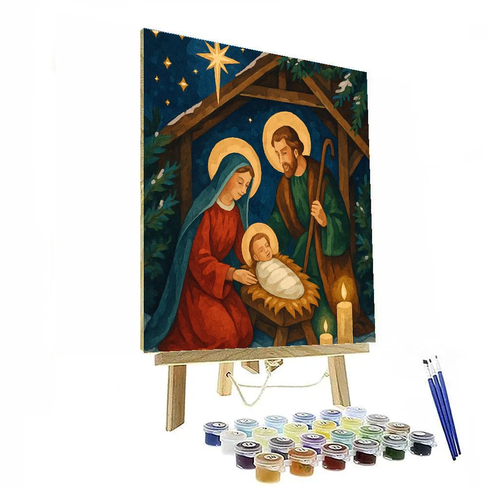 Starry Night Nativity paint by number