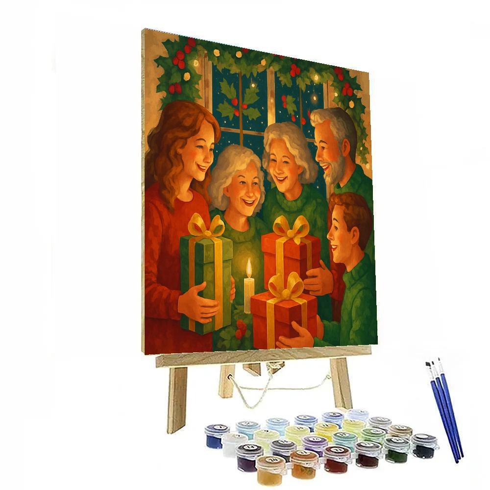 Ribboned Gift Exchange Number painting