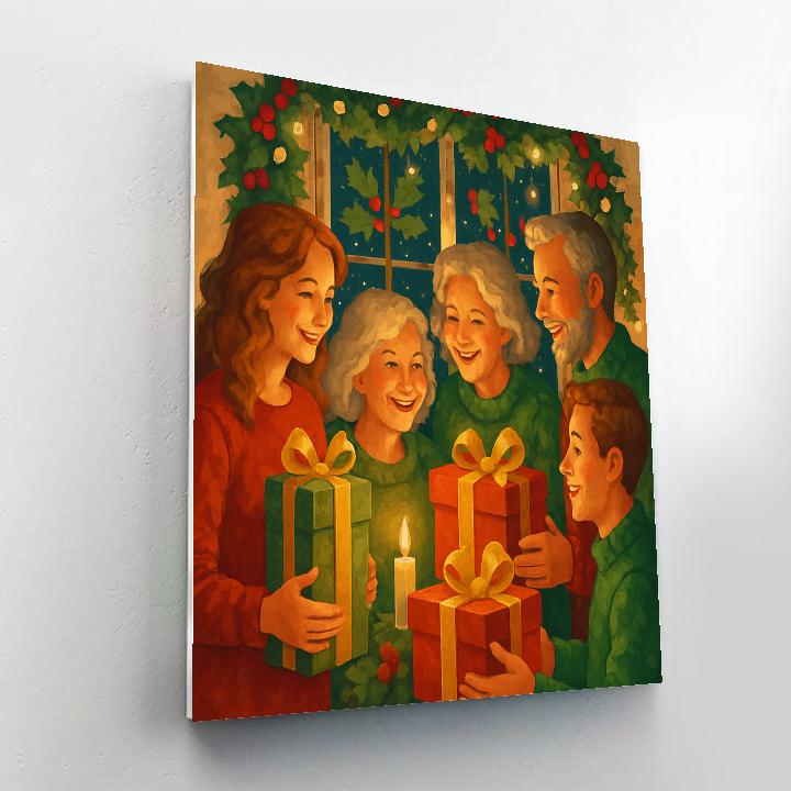 Ribboned Gift Exchange Number painting