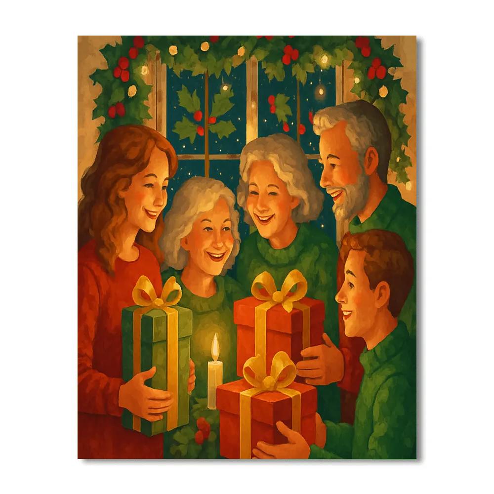 Ribboned Gift Exchange Number painting