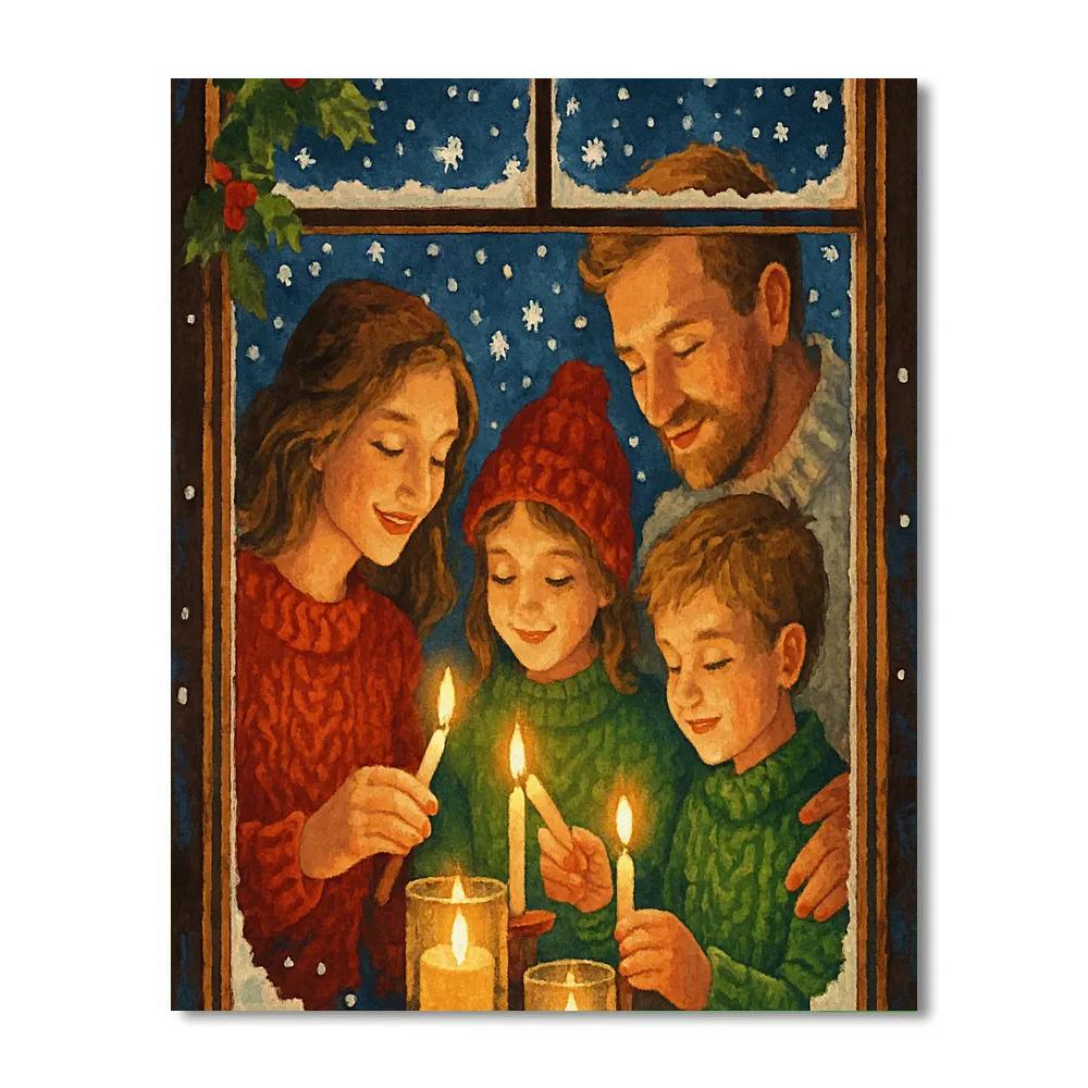 Candles And Snowflakes paint by number