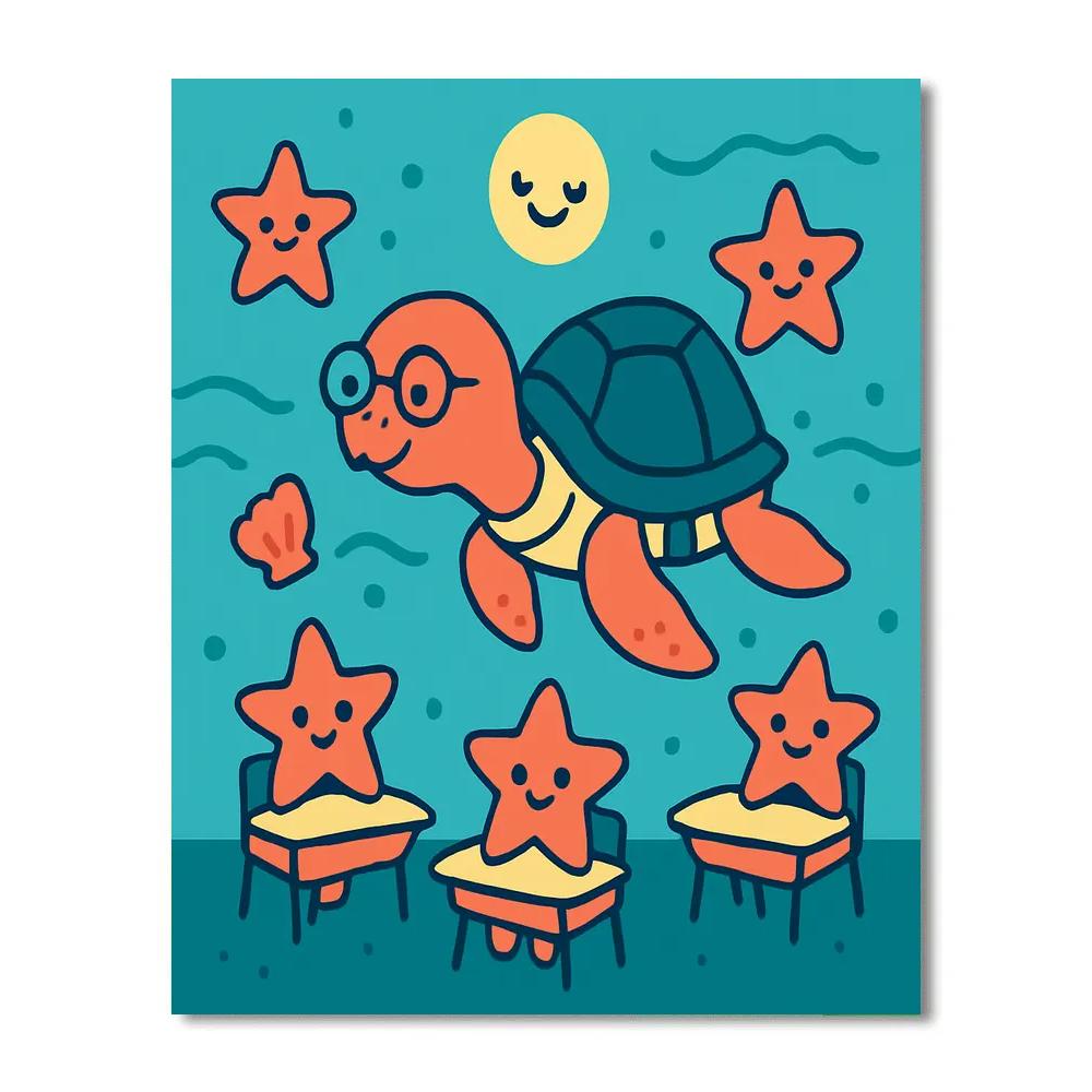 Stargazer Sea Turtle School Numbered painting kits