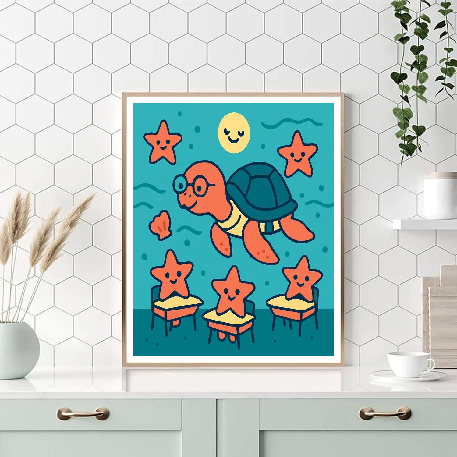 Stargazer Sea Turtle School Numbered painting kits