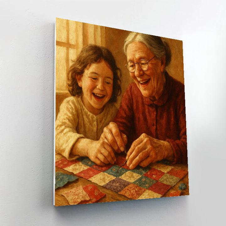 Grandmother And Grandchild Quilt paint by number