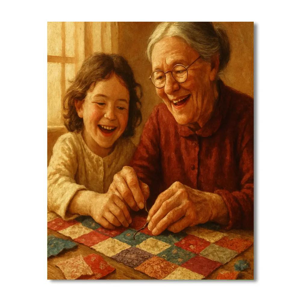 Grandmother And Grandchild Quilt paint by number