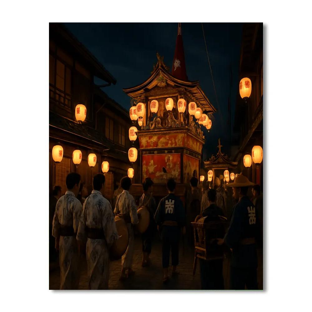 Gion Matsuri Night Procession Kyoto paint by color