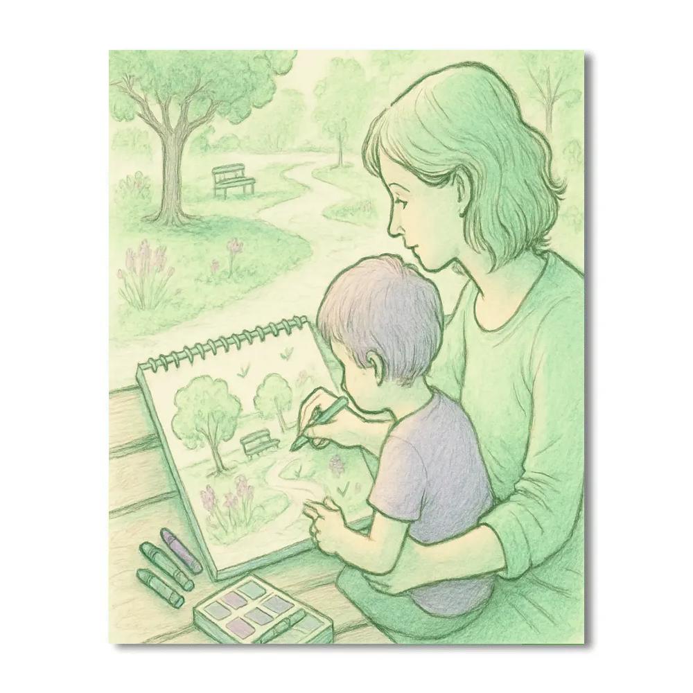 Spring Park Sketching paint by numbers