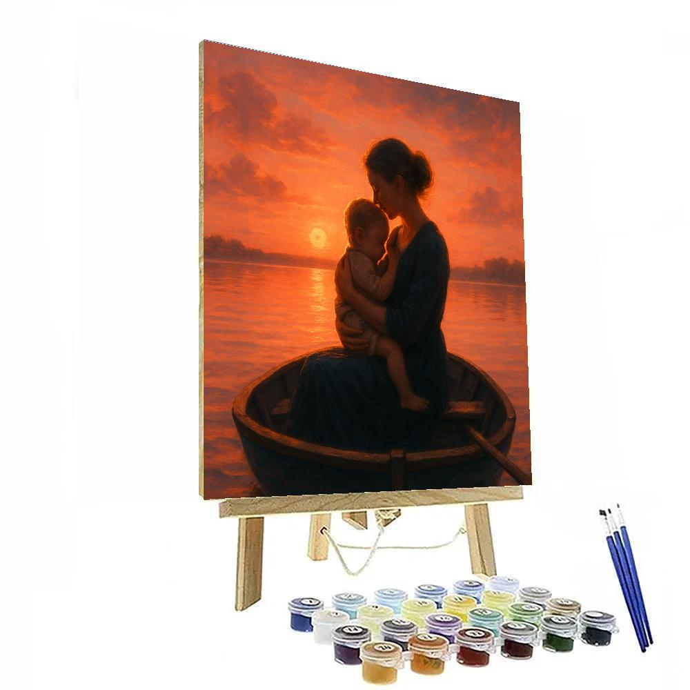 Sunset Boat Ride paint by color