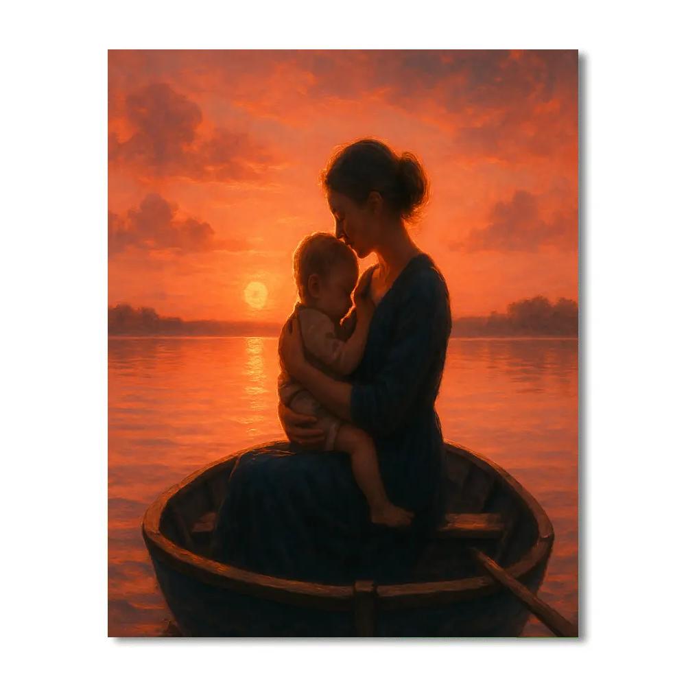 Sunset Boat Ride paint by color