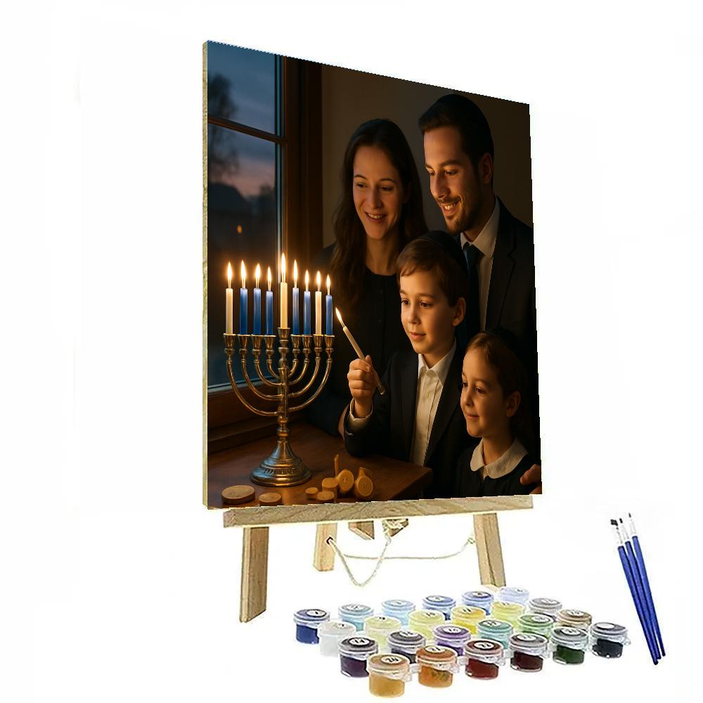 Hanukkah Candle Lighting Ceremony paint by color