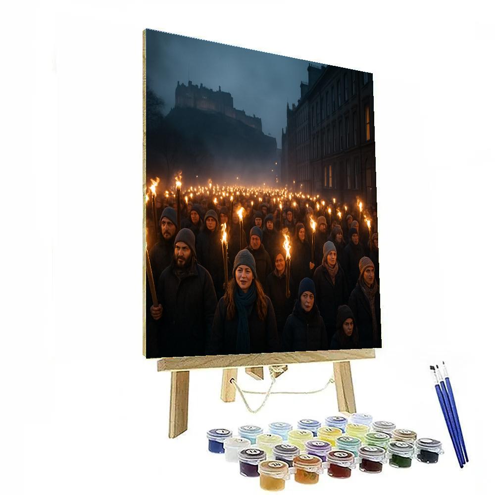 Edinburgh Hogmanay Torchlight Procession Number painting