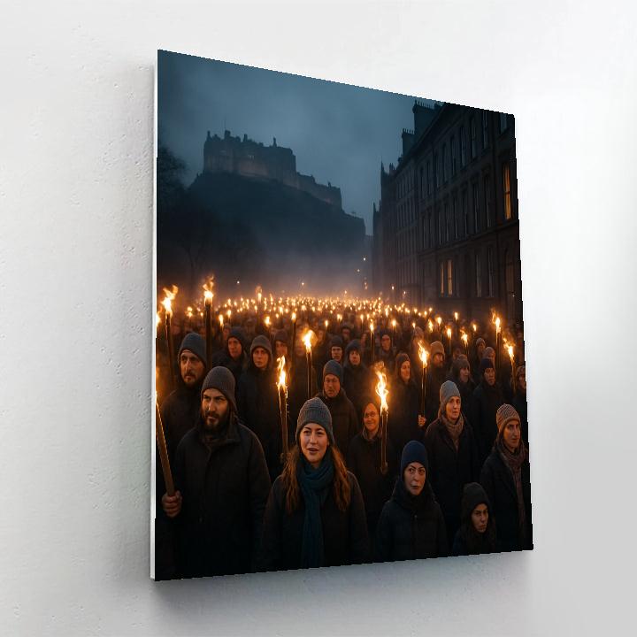 Edinburgh Hogmanay Torchlight Procession Number painting