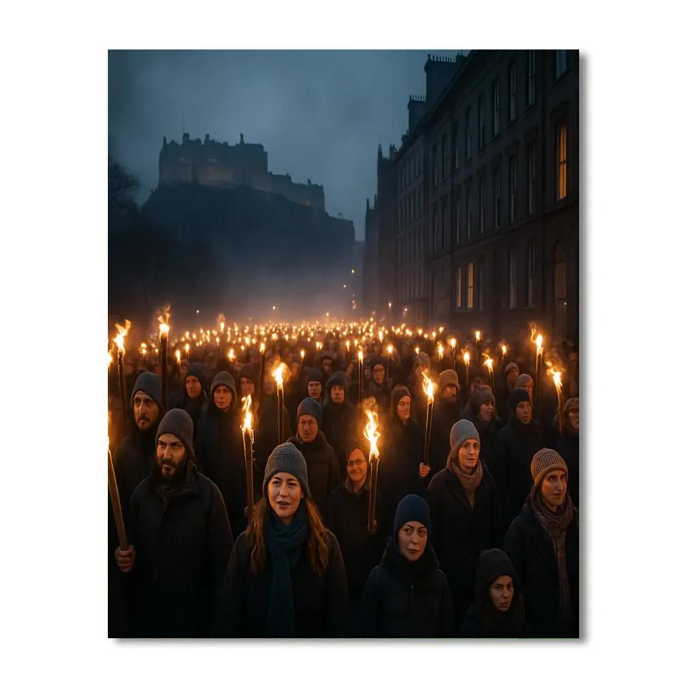 Edinburgh Hogmanay Torchlight Procession Number painting