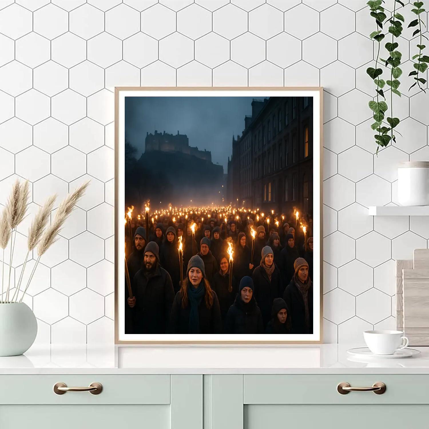 Edinburgh Hogmanay Torchlight Procession Number painting