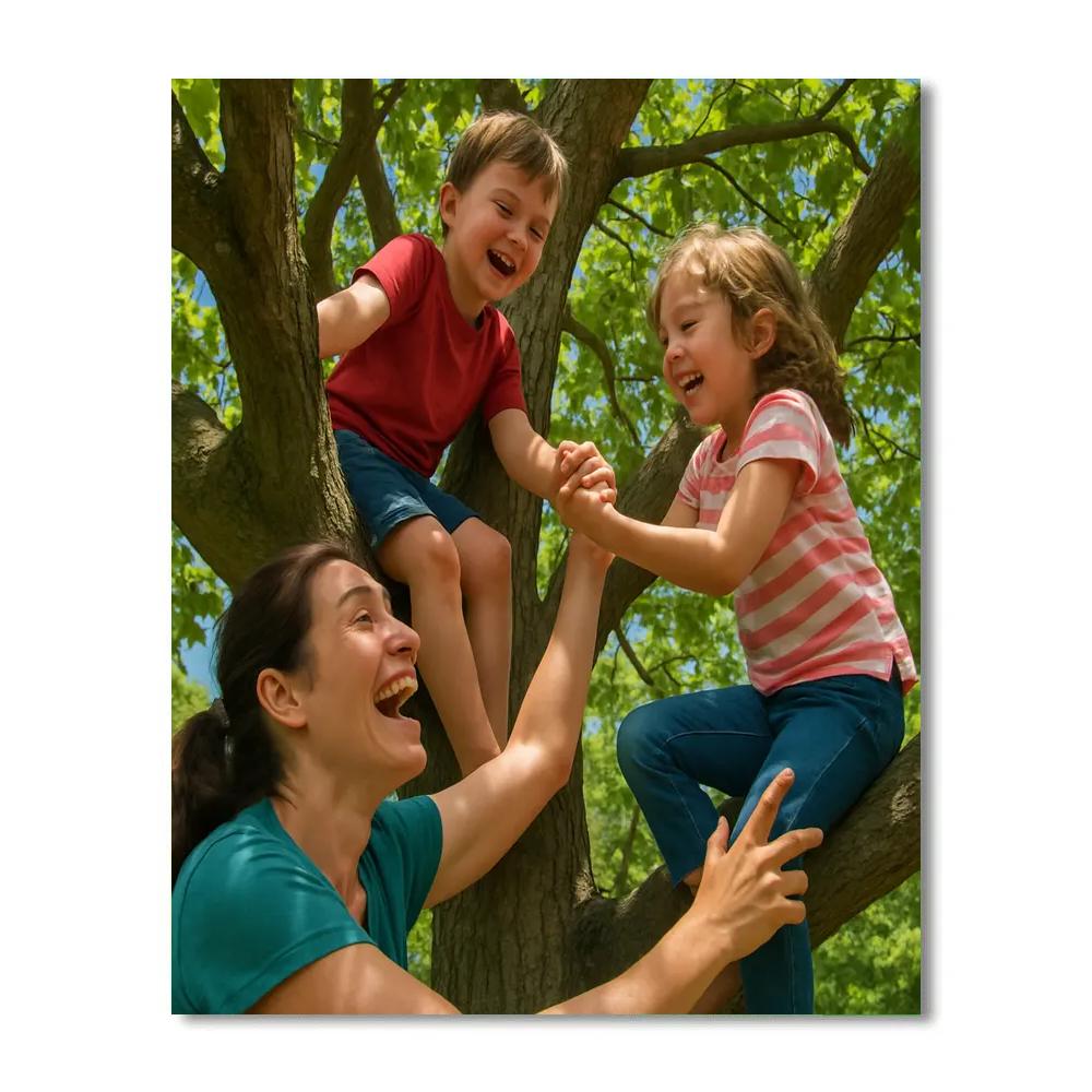 Sibling And Mother Tree Climb Numbered painting kits