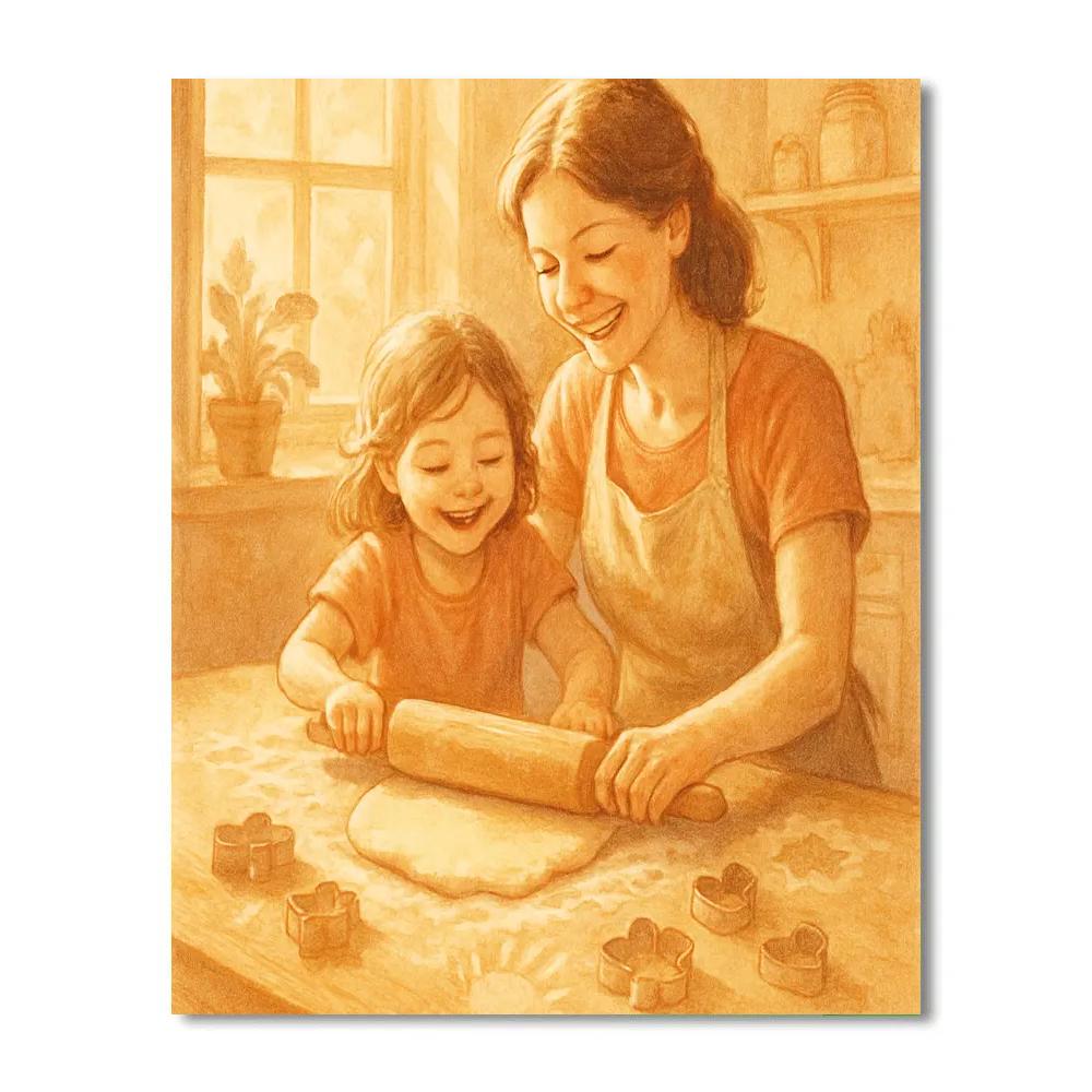 Mother And Child Baking Sunrise paint by numbers