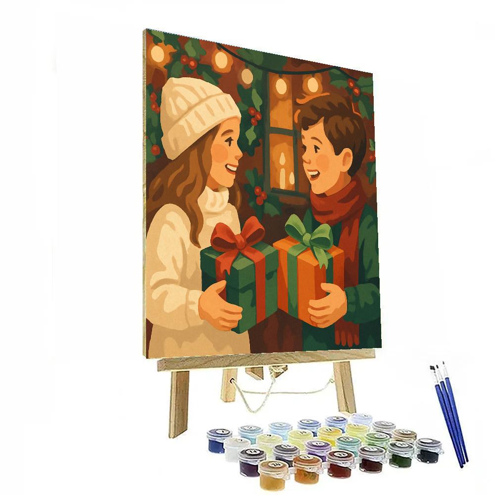 Ribbon Wrapped Wishes Number painting
