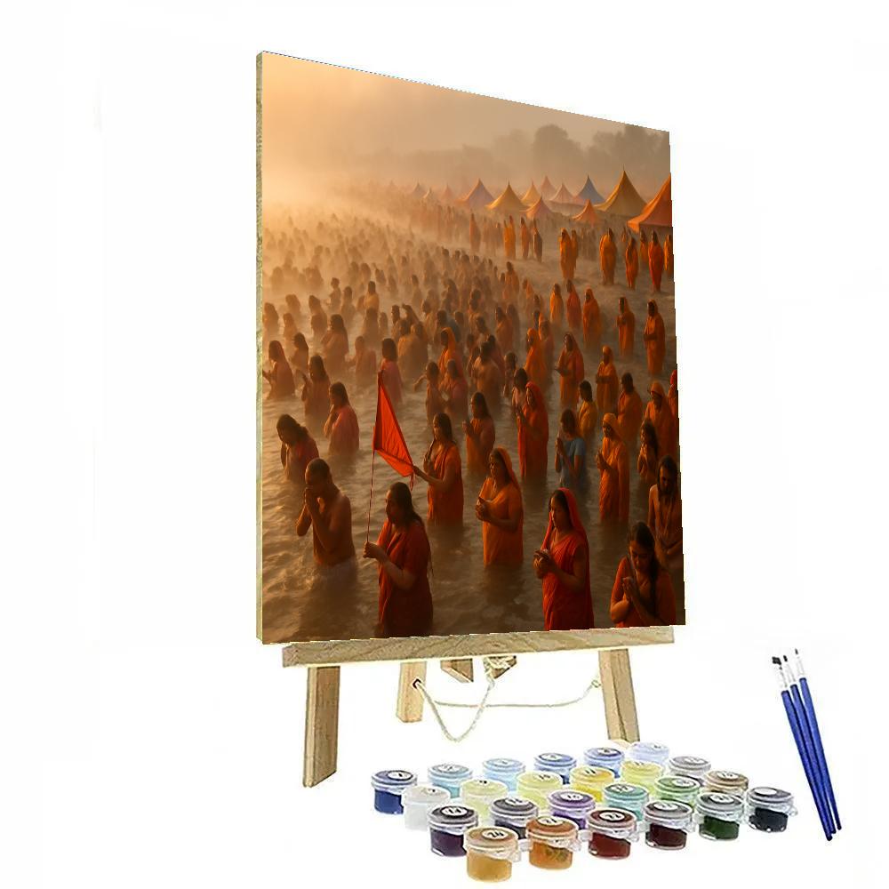 Kumbh Mela Pilgrims On Ganges Paint by numbers art