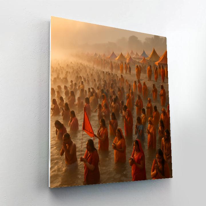 Kumbh Mela Pilgrims On Ganges Paint by numbers art