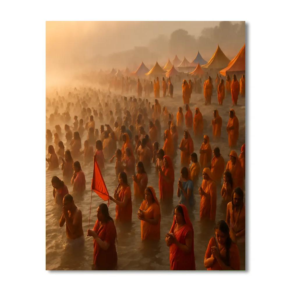 Kumbh Mela Pilgrims On Ganges Paint by numbers art