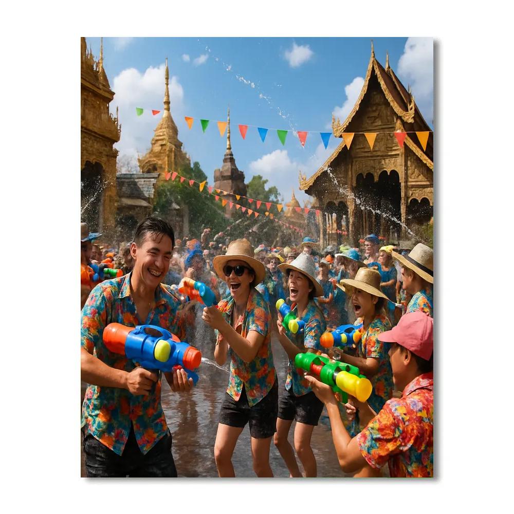 Songkran Water Festival Thailand Number painting