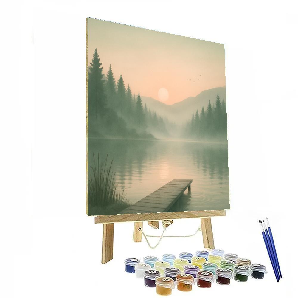 Landscape Dawn Over Quiet Pines paint by color