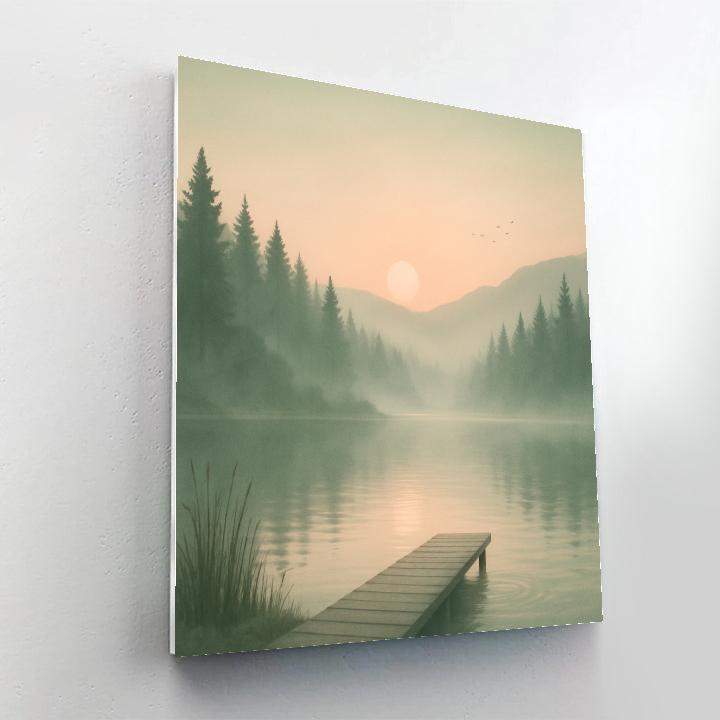 Landscape Dawn Over Quiet Pines paint by color