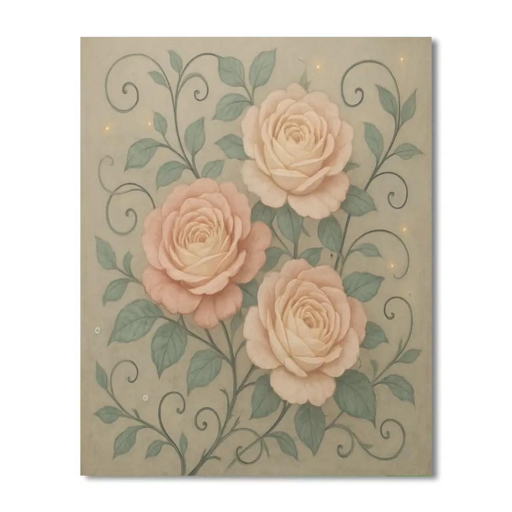 Floral Moonrise Tapestry paint by numbers