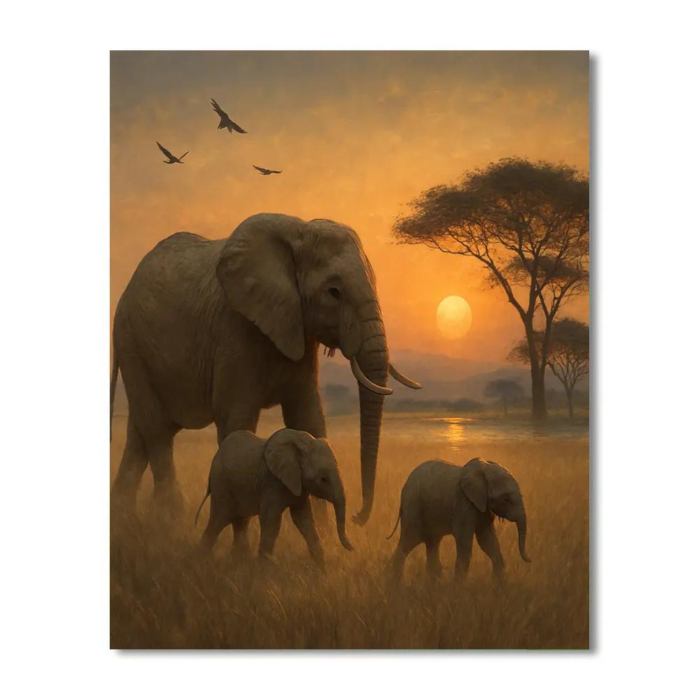 Elephant Savannah Reverie paint by number
