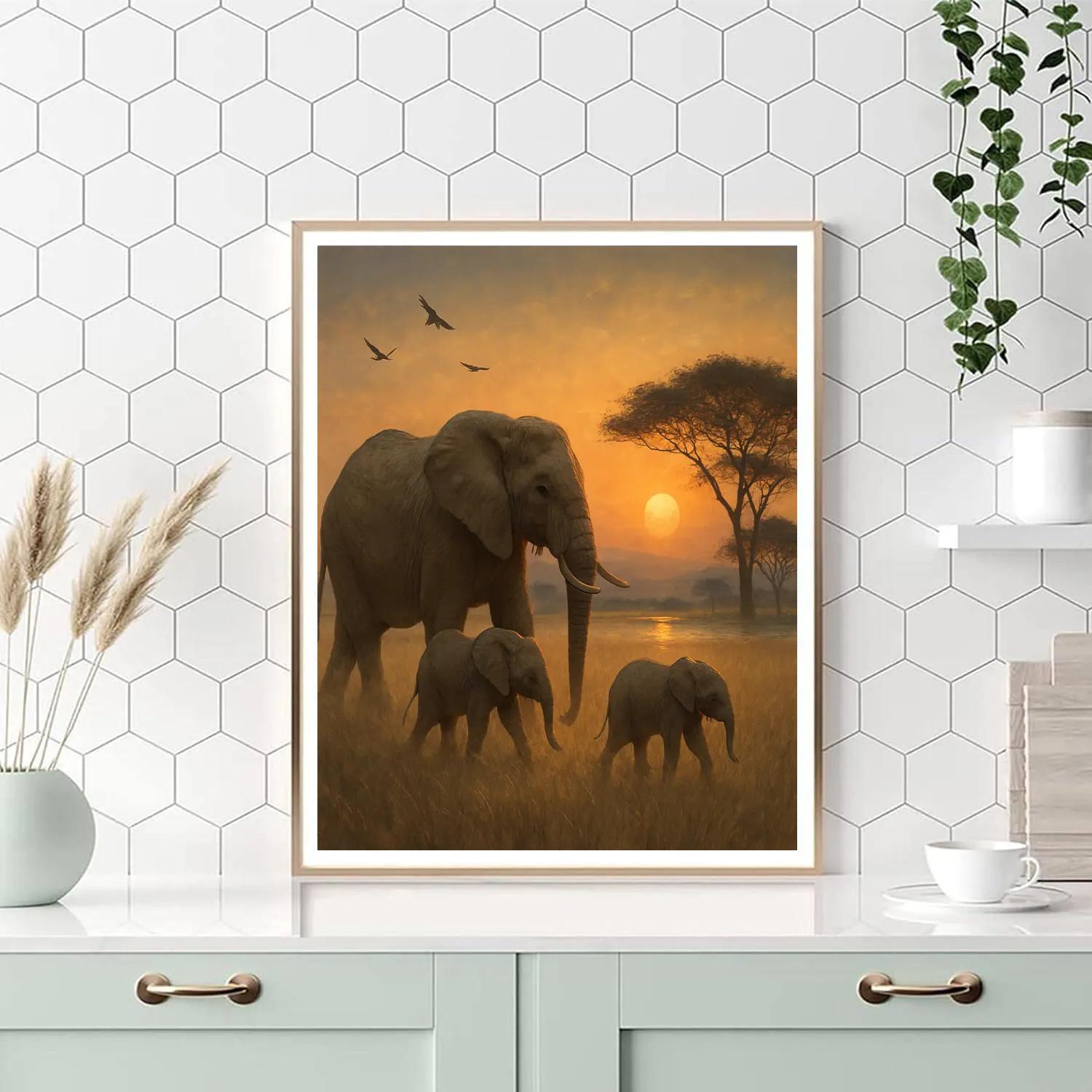 Elephant Savannah Reverie paint by number