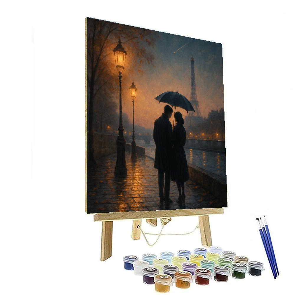 Couple Paris Riverside Glow paint by number