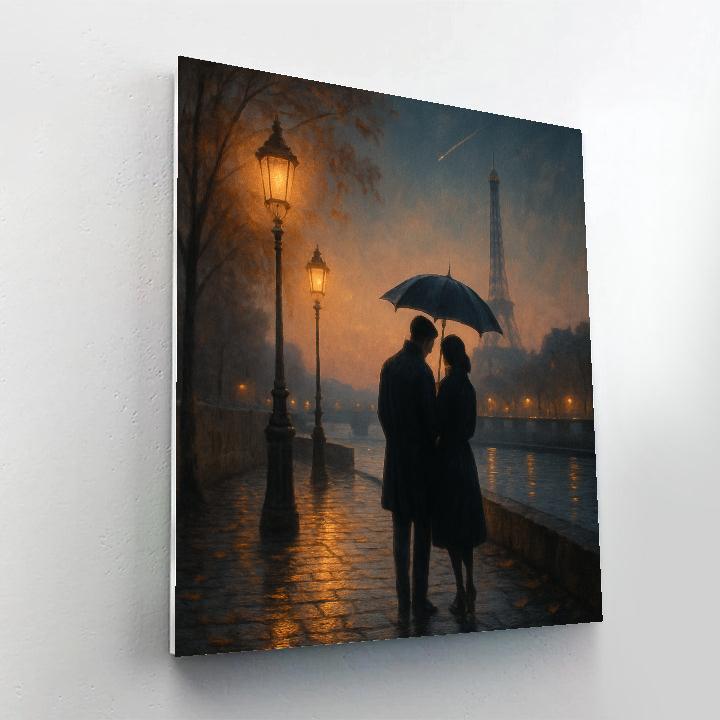 Couple Paris Riverside Glow paint by number