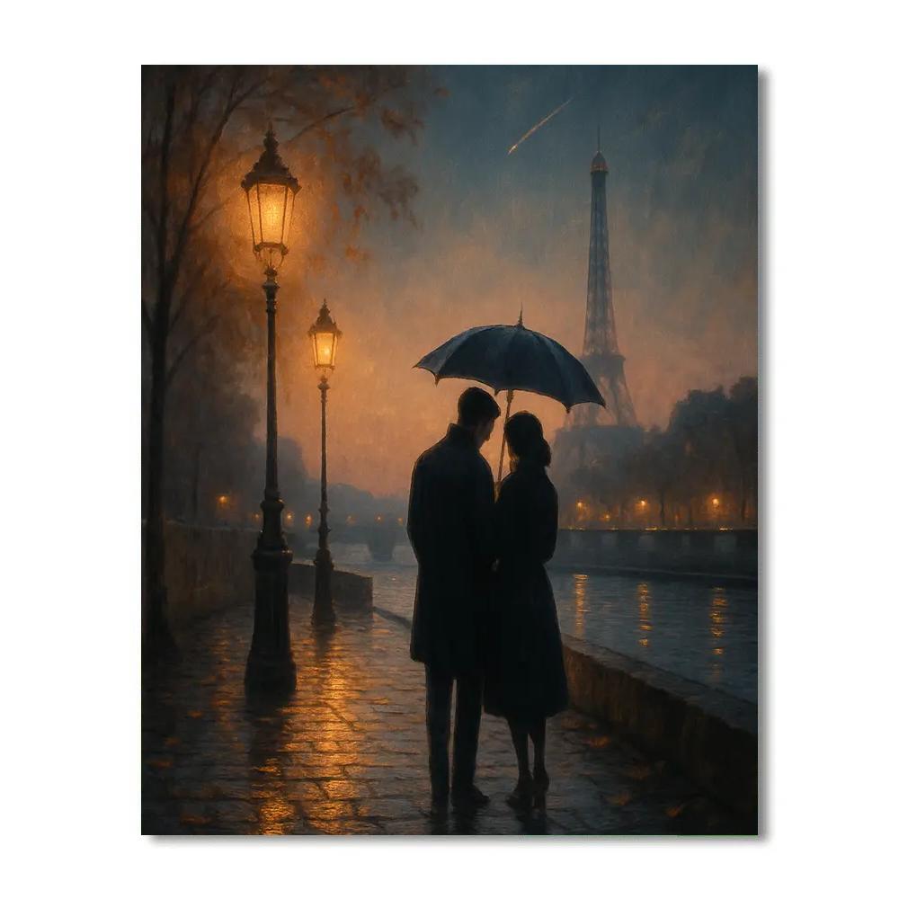 Couple Paris Riverside Glow paint by number