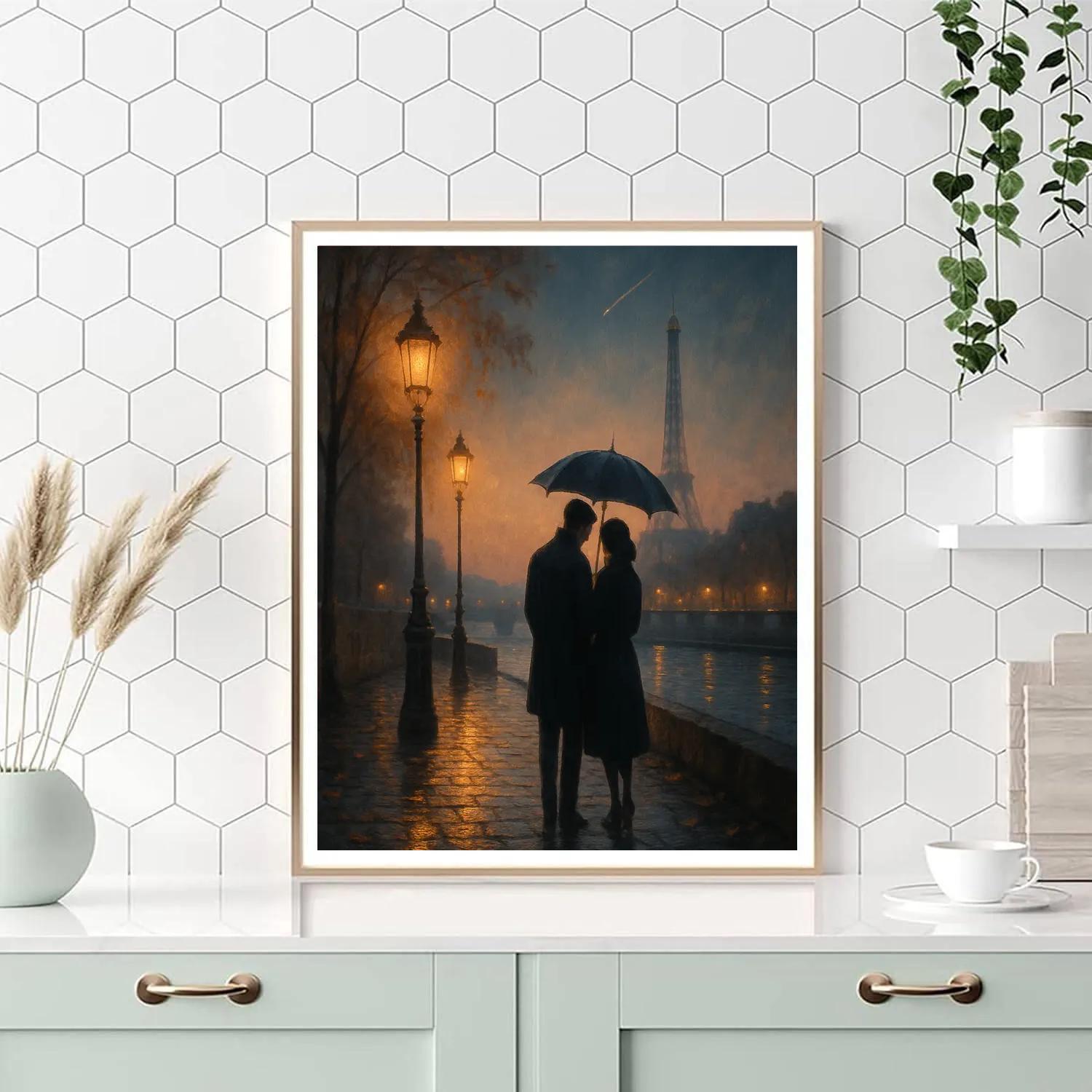 Couple Paris Riverside Glow paint by number