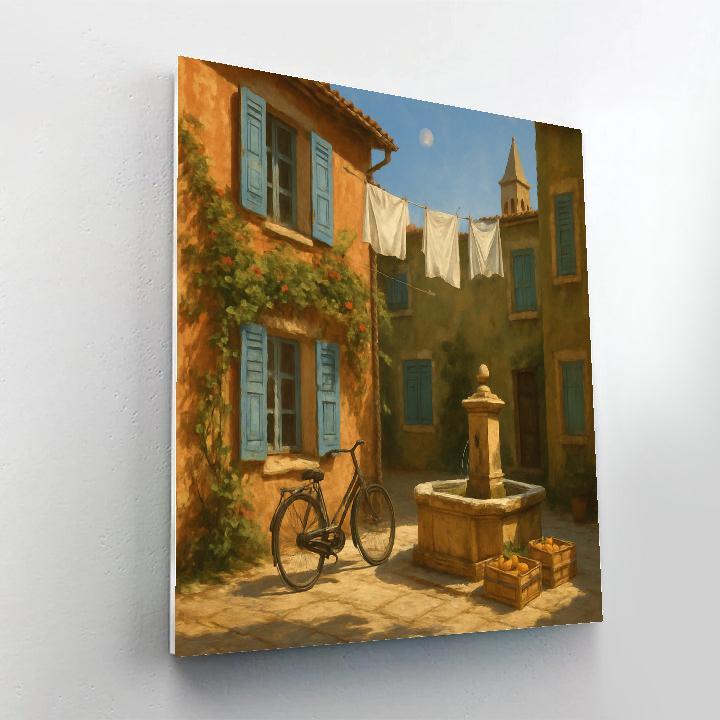 Italy Sunlit Courtyard Number painting