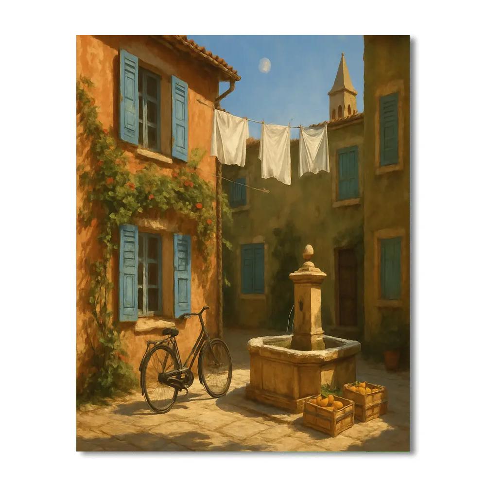 Italy Sunlit Courtyard Number painting