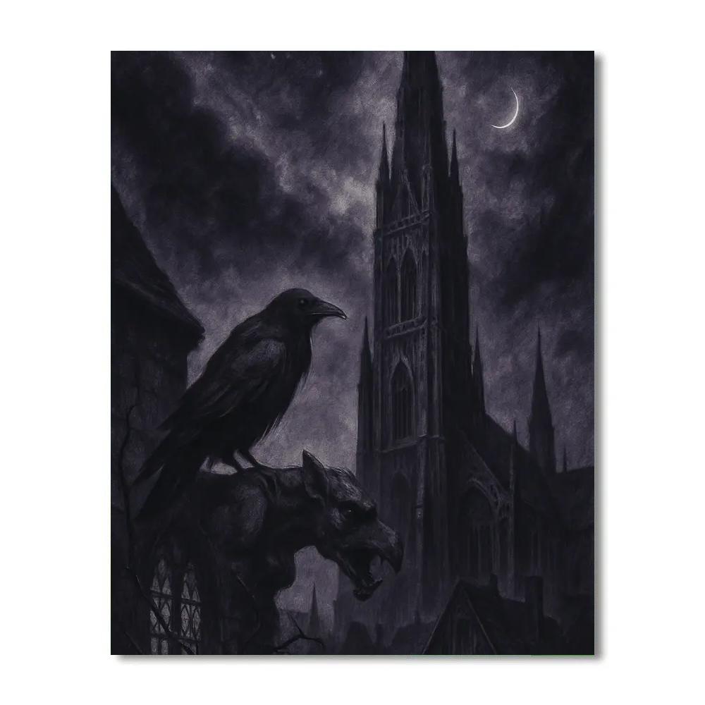 Gothic Raven Spire paint by number