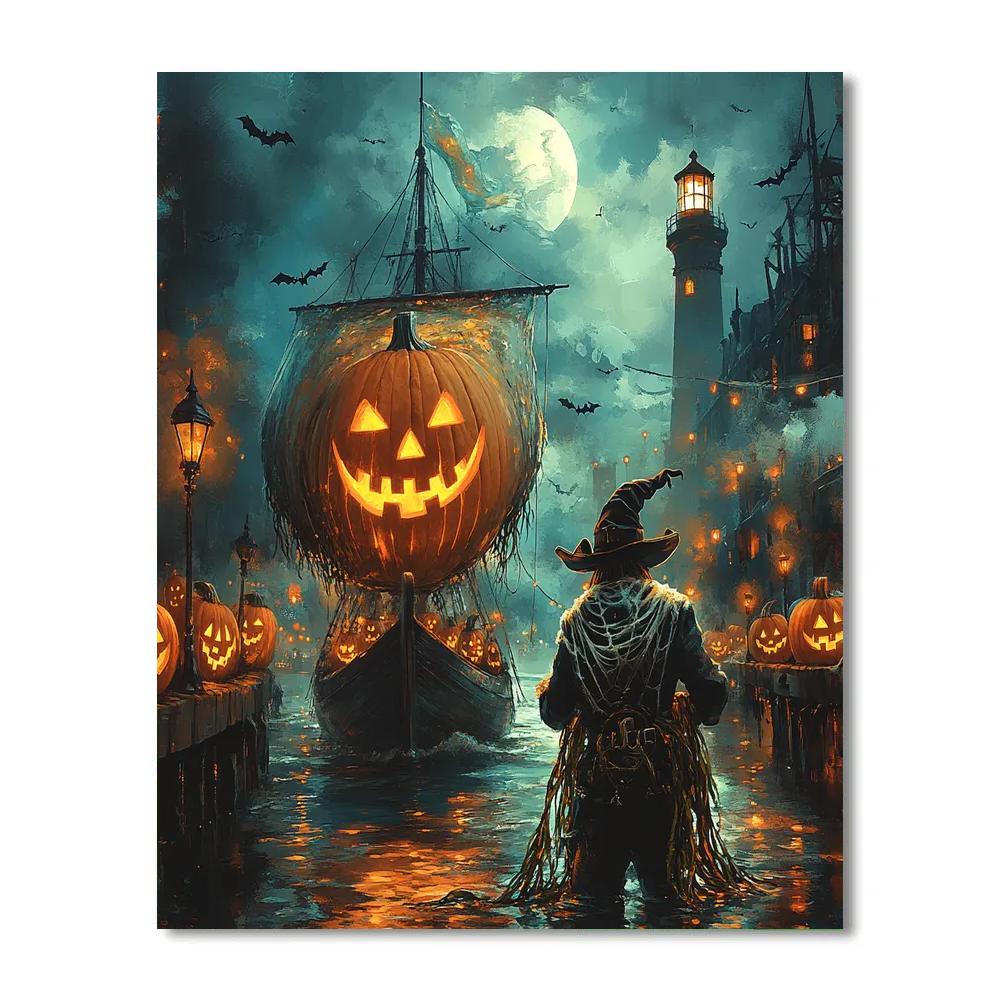 Lantern Ship Of The Pumpkin Harbor DIY paint by numbers
