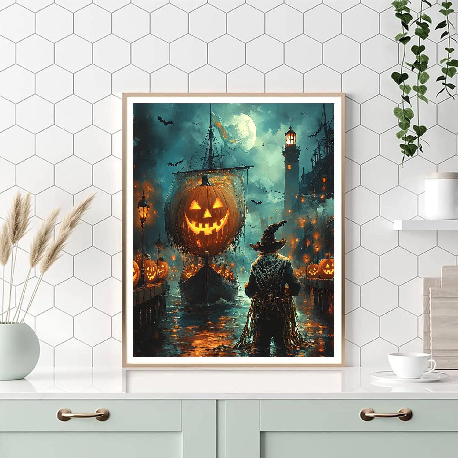 Lantern Ship Of The Pumpkin Harbor DIY paint by numbers