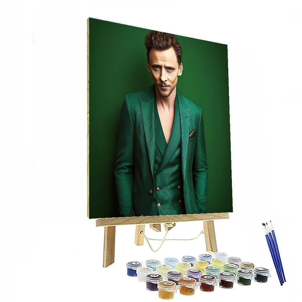 Tom Hiddleston: Mischief In Emerald Threads Painting by numbers kit