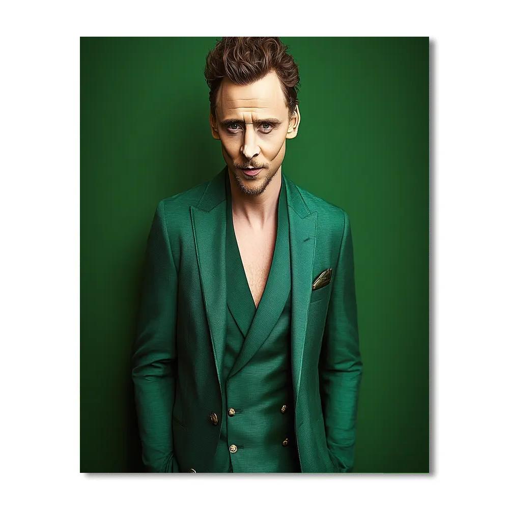 Tom Hiddleston: Mischief In Emerald Threads Painting by numbers kit