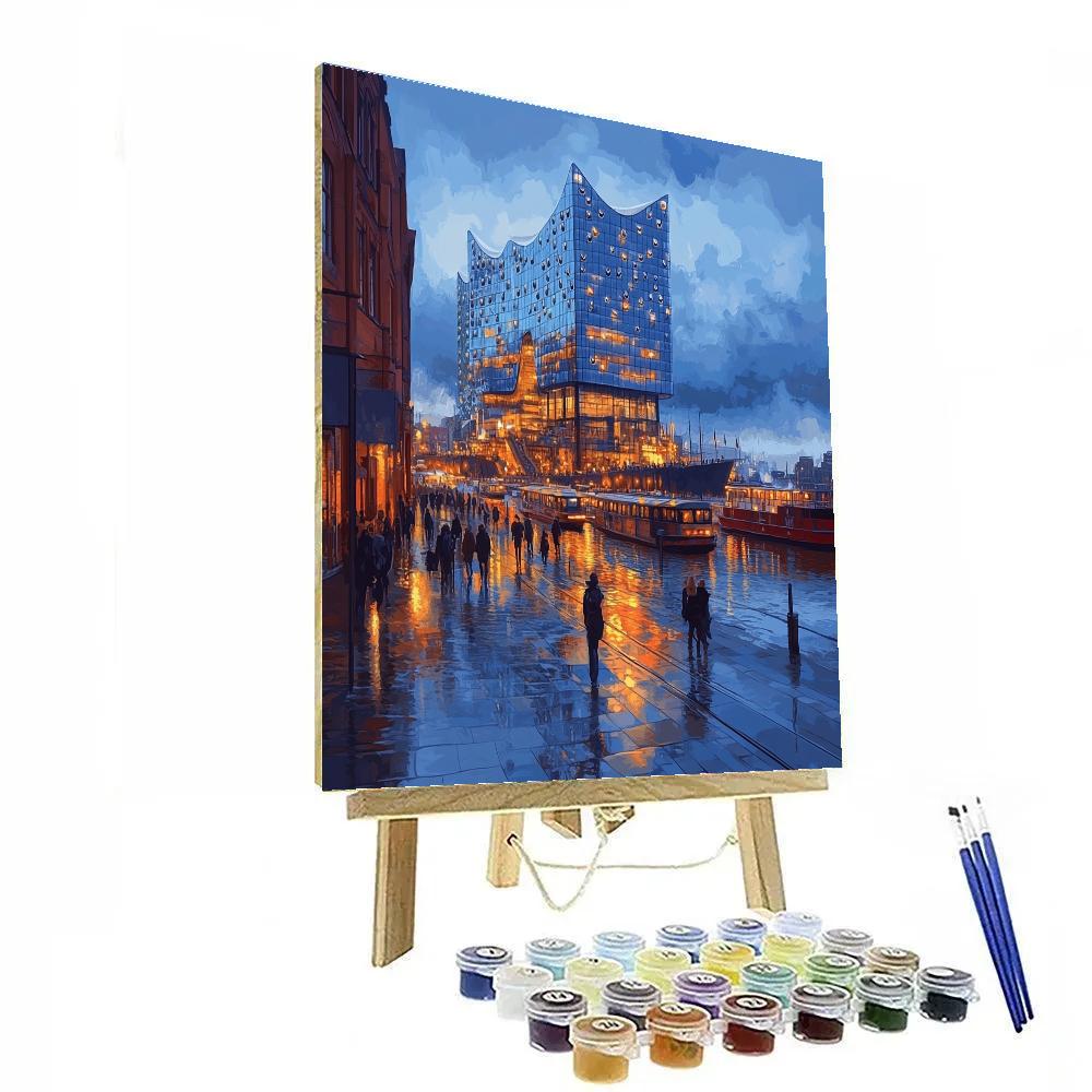 Elbphilharmonie Glass Plaza Overlooking Elbe River Painting by numbers kit